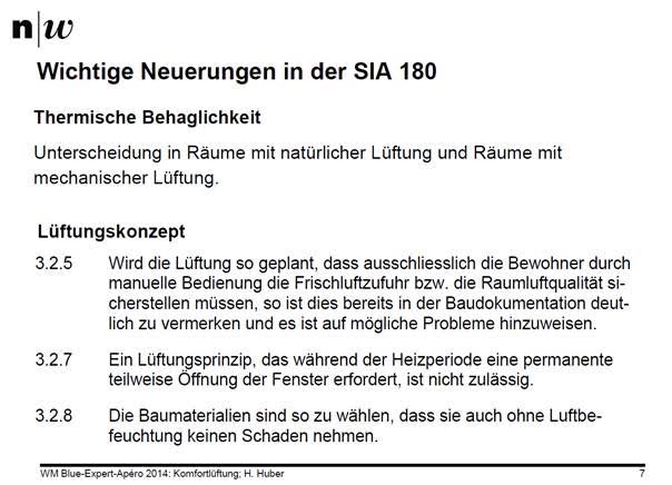Neuerungen SIA 180