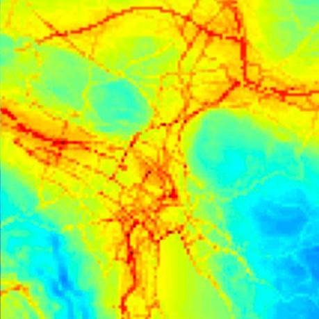 Luftschadstoffkarte Zurich im Winter